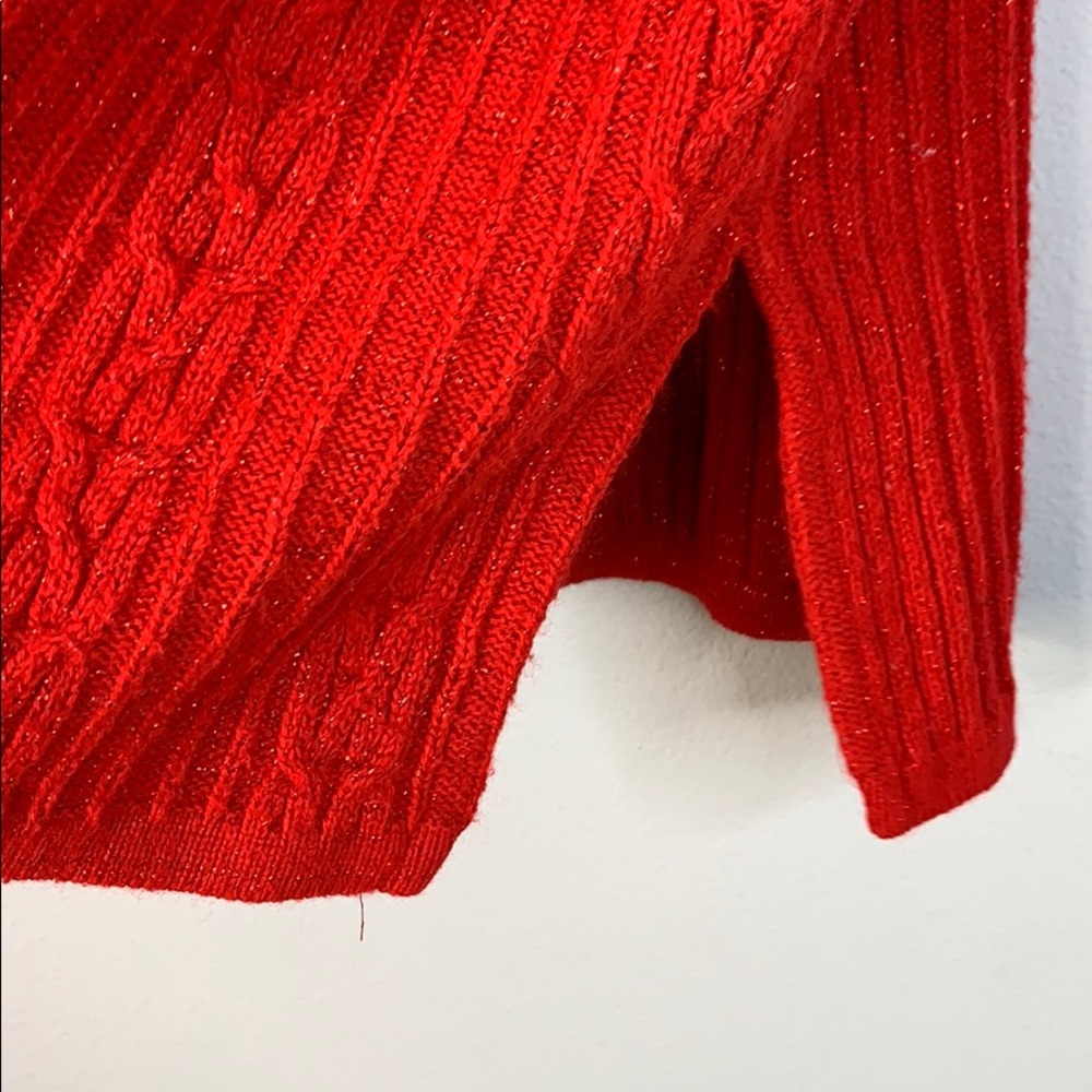 Vintage DVF cable knit red glitter sweater M Diane von furstenberg - Picture 4 of 7
